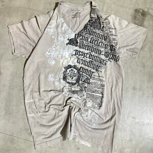 INC. International Concepts Y2K Graphic Tee M – Tan & Black